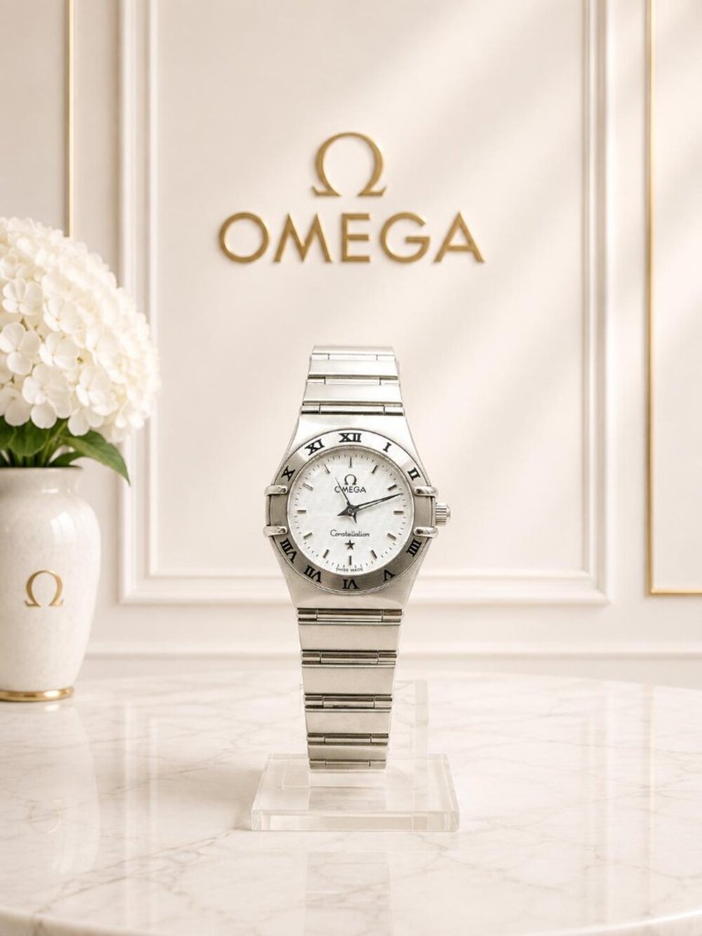Authentic Omega Constellation Mini Stainless Steel Silver Dial Swiss Quartz